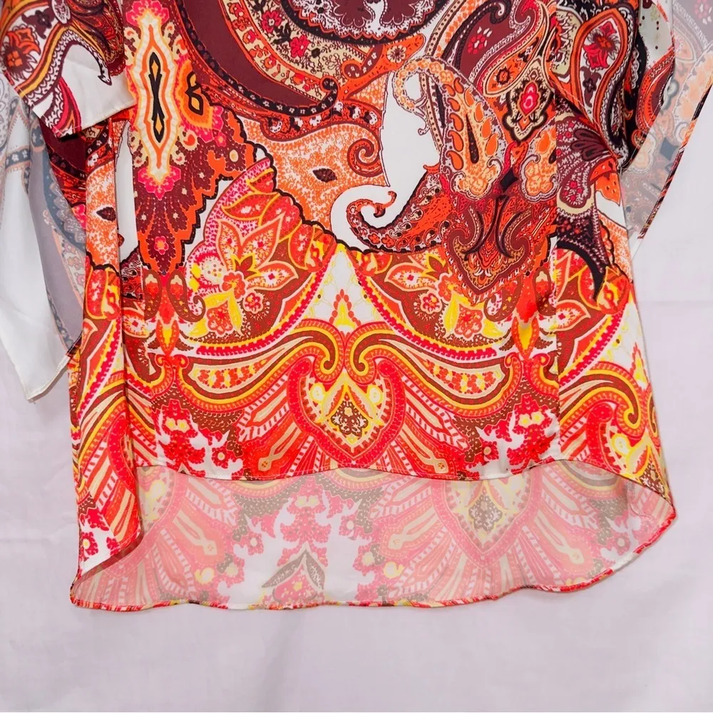 Chico's Geometric Print V Neck Butterfly Sleeve Kimono Style Top size XS - Image 5