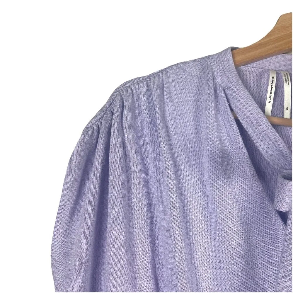 Anthropologie‎ Rambuteau Wrap Sweater XS Lavender Tie Neck Coquette Preppy Boho - Image 3