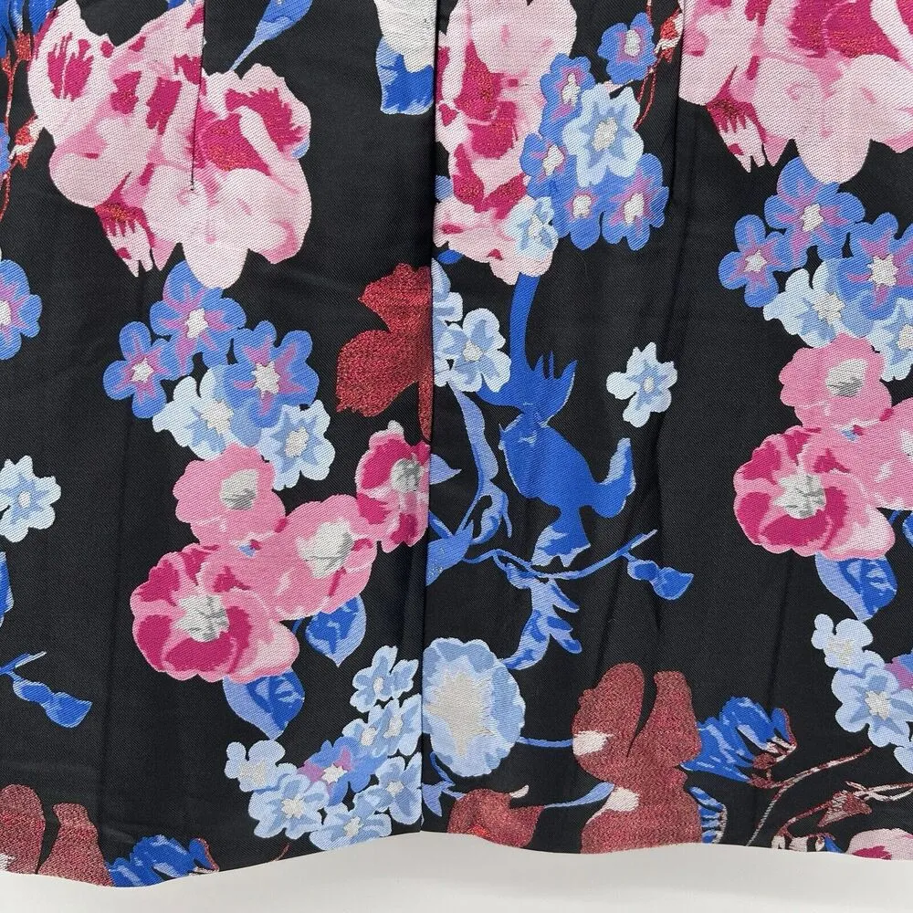So Stunning Black Multi Floral Jacquard Puff Sleeve Mini Dress Size Large - Image 8
