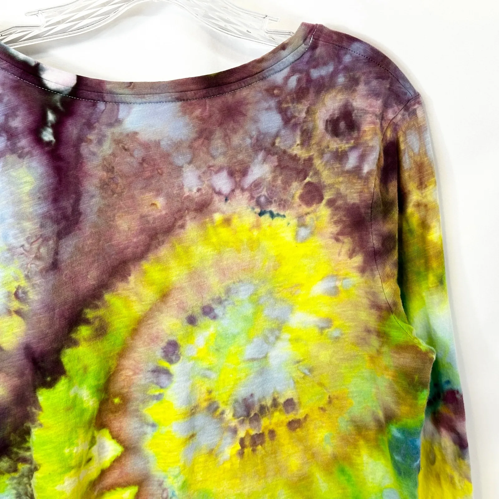 A New‎ Day Medium Top Handmade Tie Dye Long Sleeve Yellow Spiral Festival 1757 - Image 7