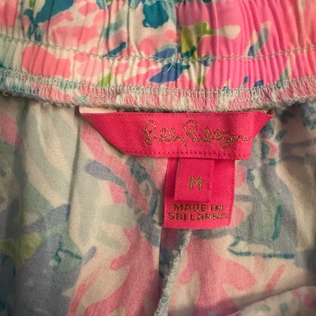Lilly Pulitzer Womens Small Katia Shorts Floral Pink Drawstring Rayon Shorts Med - Image 10
