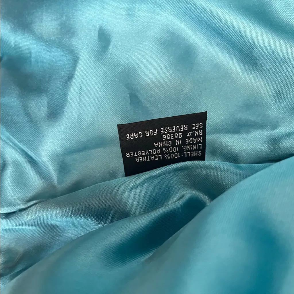 Vintage In Suede Teal Blue 100% Leather Jacket Size Medium - Image 6