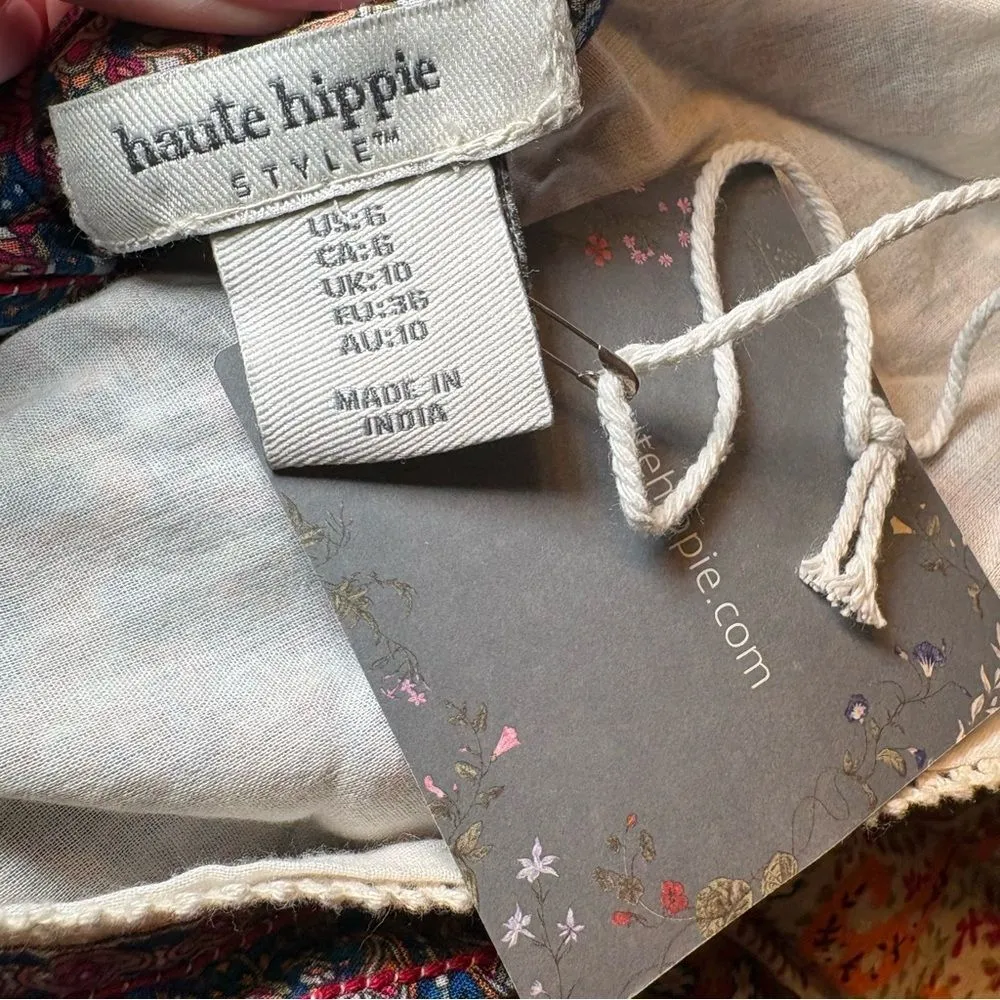 Haute Hippie Flutter Sleeve Twin Print Flounce Hem Floral Maxi Dress - Image 10