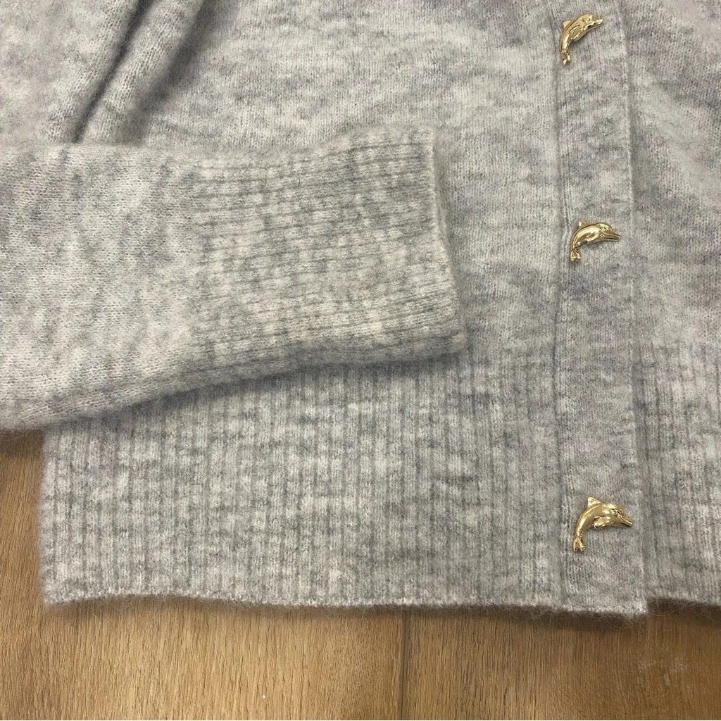 🌟& OTHER STORIES🌟 V NECK WOOL MOHAIR BLEND CARDIGAN GREY SZ M - Image 7