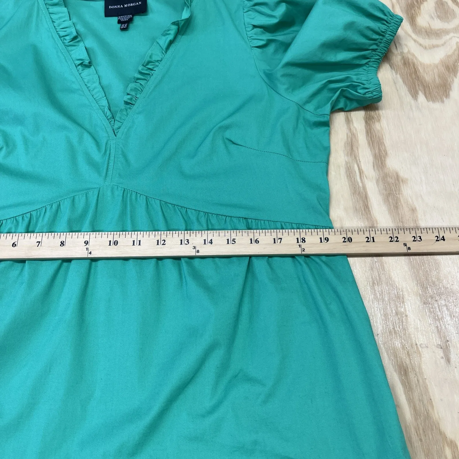 Donna Morgan Babydoll Tiered Midi Dress Sz 12 Green Cottagecore Ruffle Coquette - Image 11