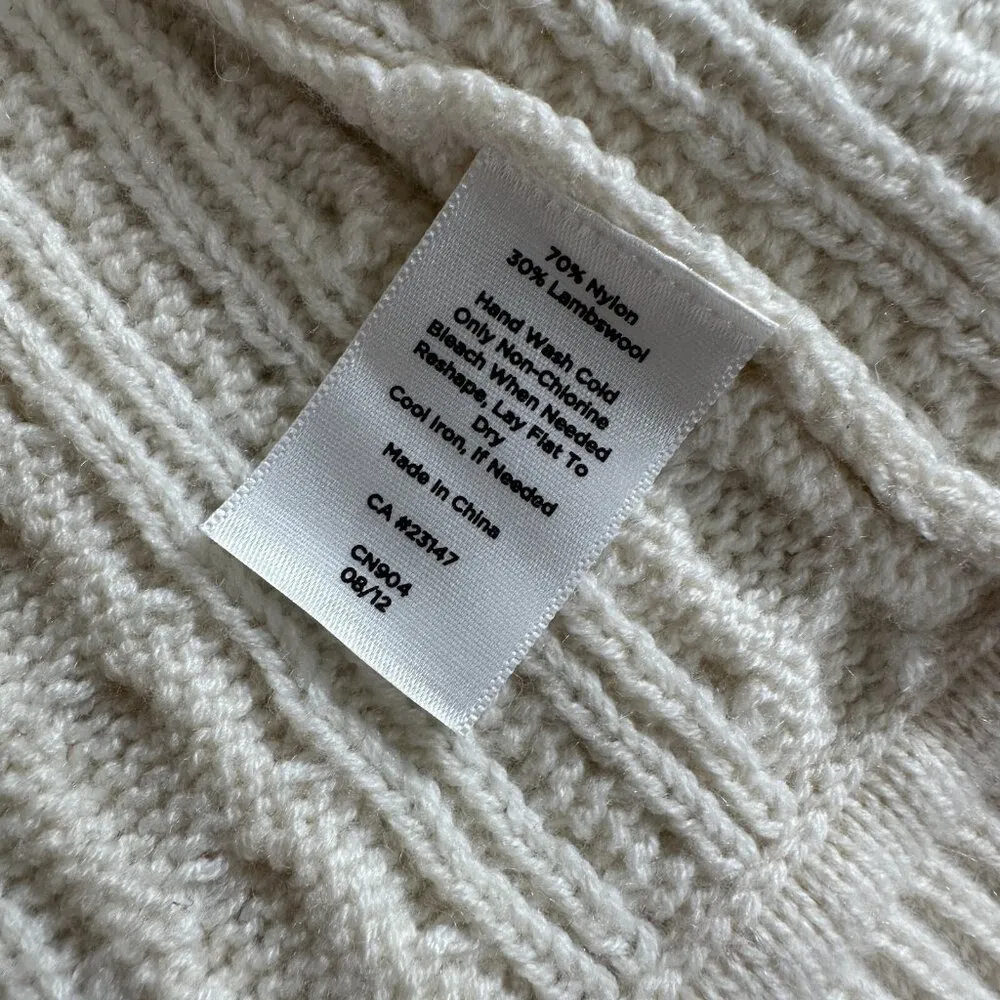 Talbots Woman X Cardigan Sweater Cableknit Open Front Long Sleeve Cream Chunky - Image 16