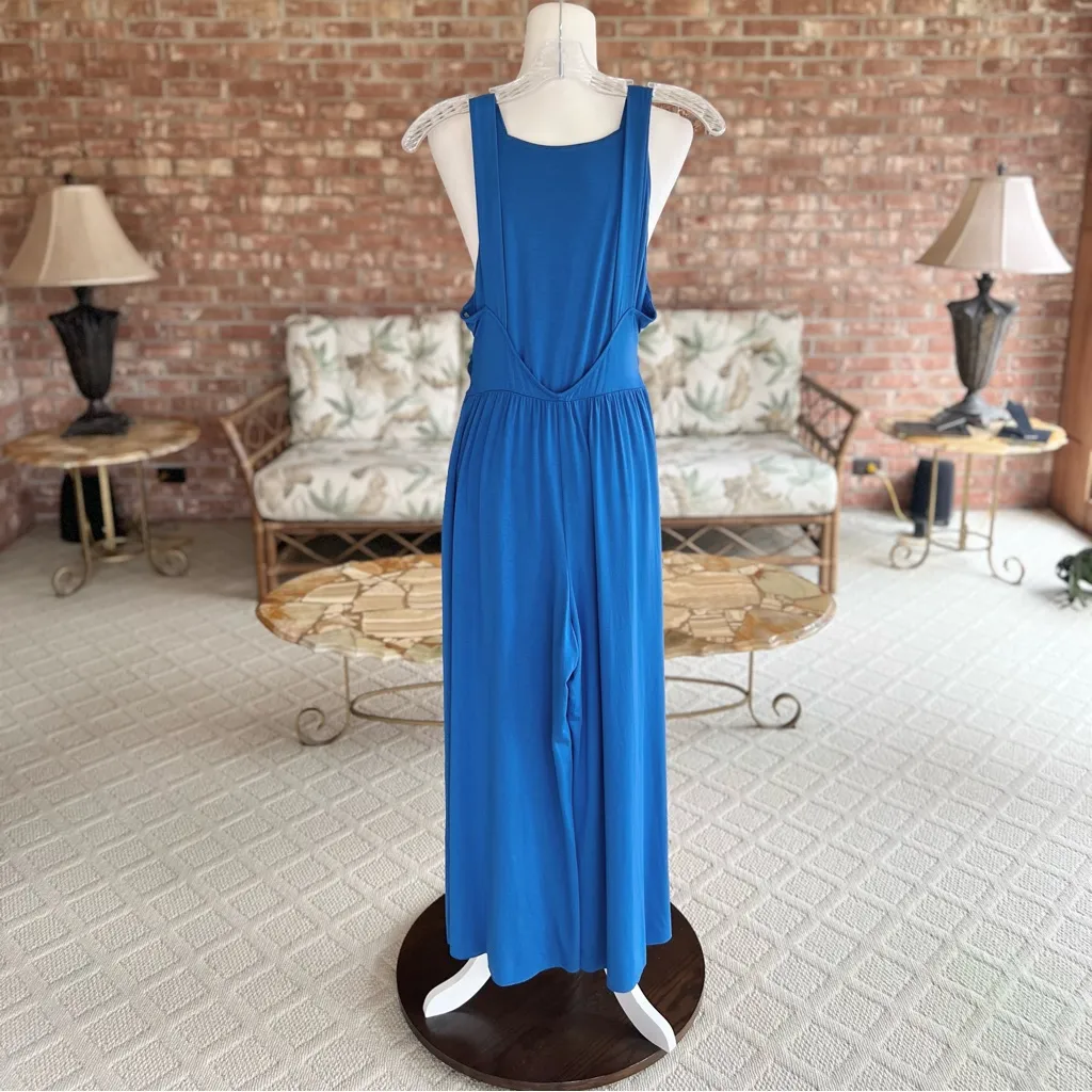 Rachel Pally Doutzen Jumpsuit Cropped Blue Knit Backless Wide Leg Sleeveless M - Image 7