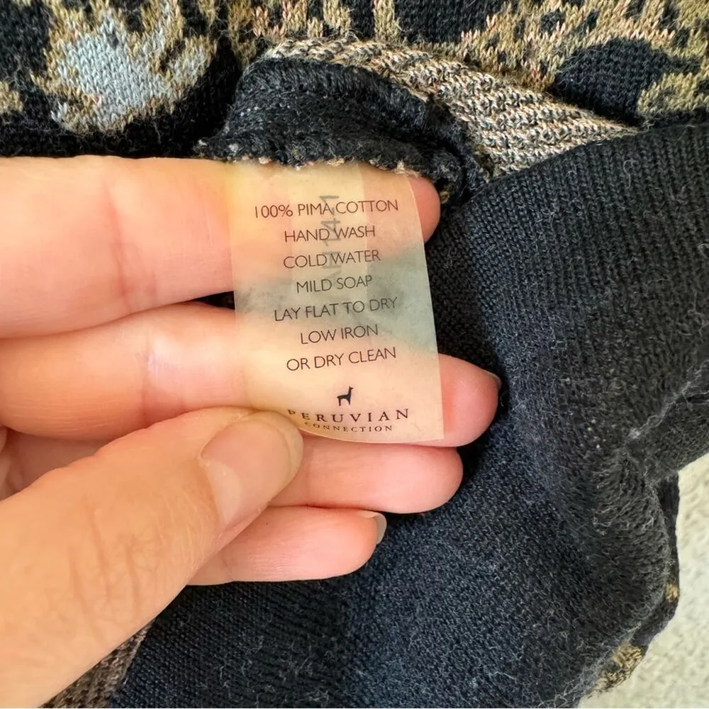 Peruvian Connection Filigree Pima Cotton Fitted Sheath Sweater Dress Size Small - Image 5