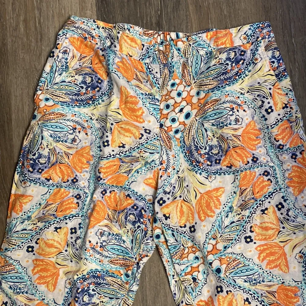 Chico’s Floral Print Elastic Waist Linen Pants Size L - Image 2