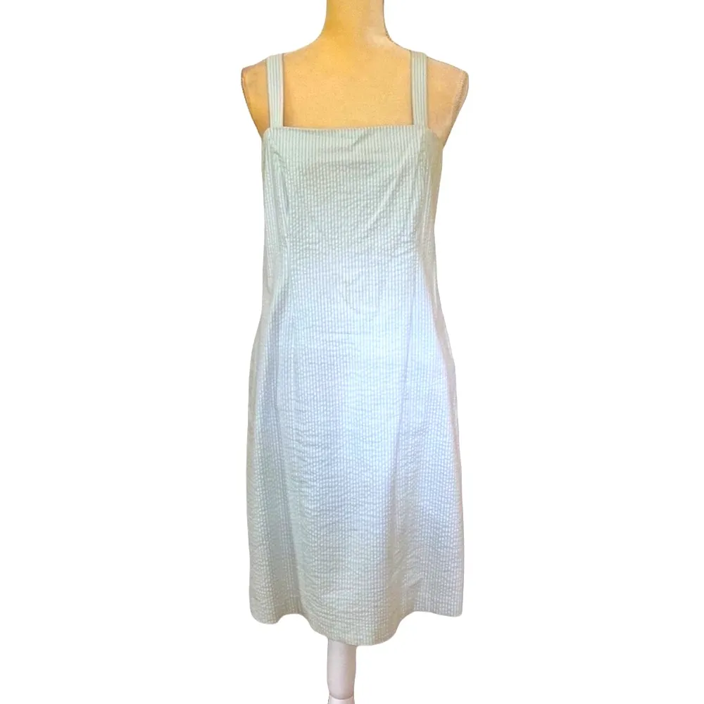 Bloomingdale’s Seersucker dress with matching blazer. Sky blue/ white. Size 6P. Blue - Image 2