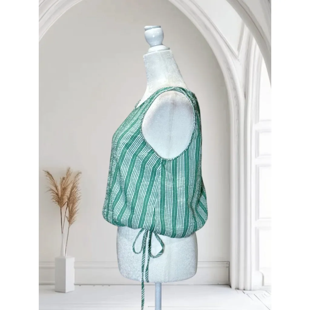 Universal Thread Tank Top Women’s Medium M Green White Striped Sleeveless Scoop - Image 3