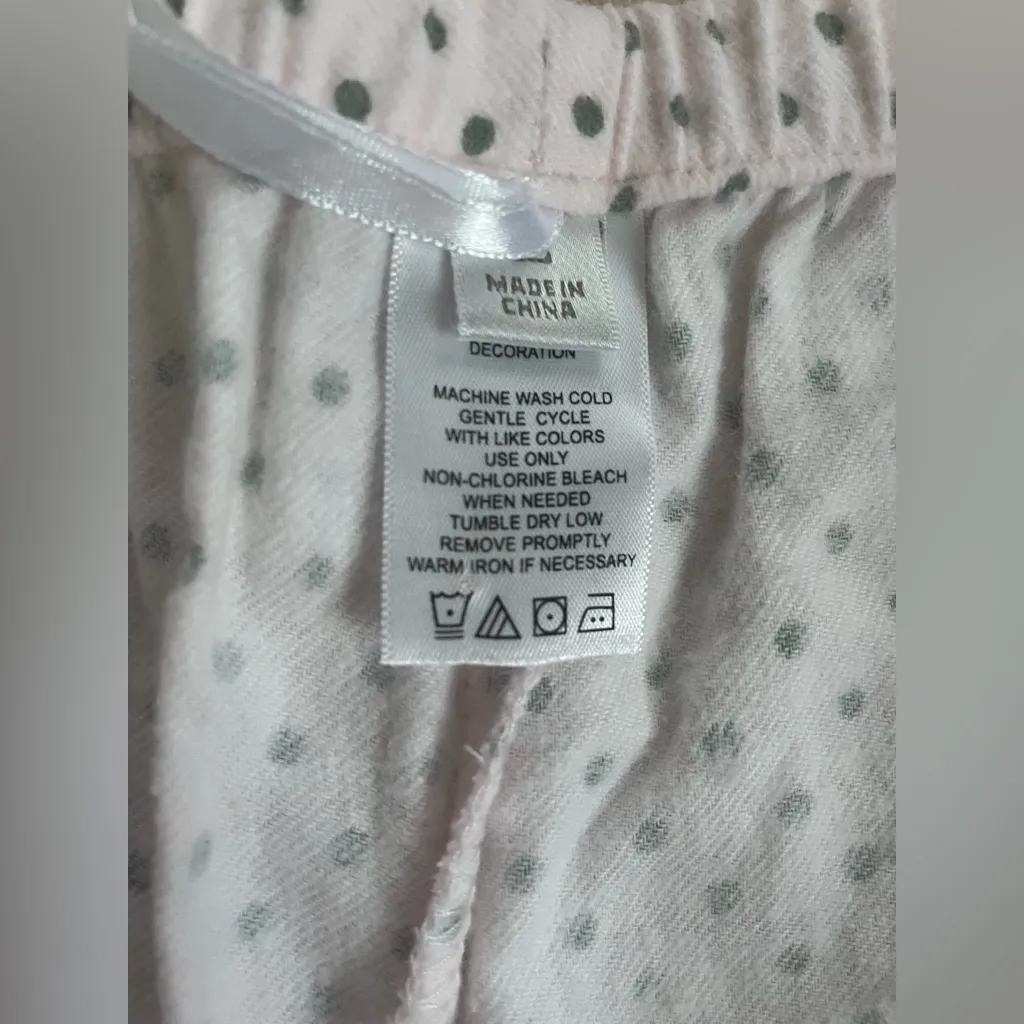 Company Ellen Tracey cotton pink gray polka dots long sleeve pants pajama set; L Size L - Image 6