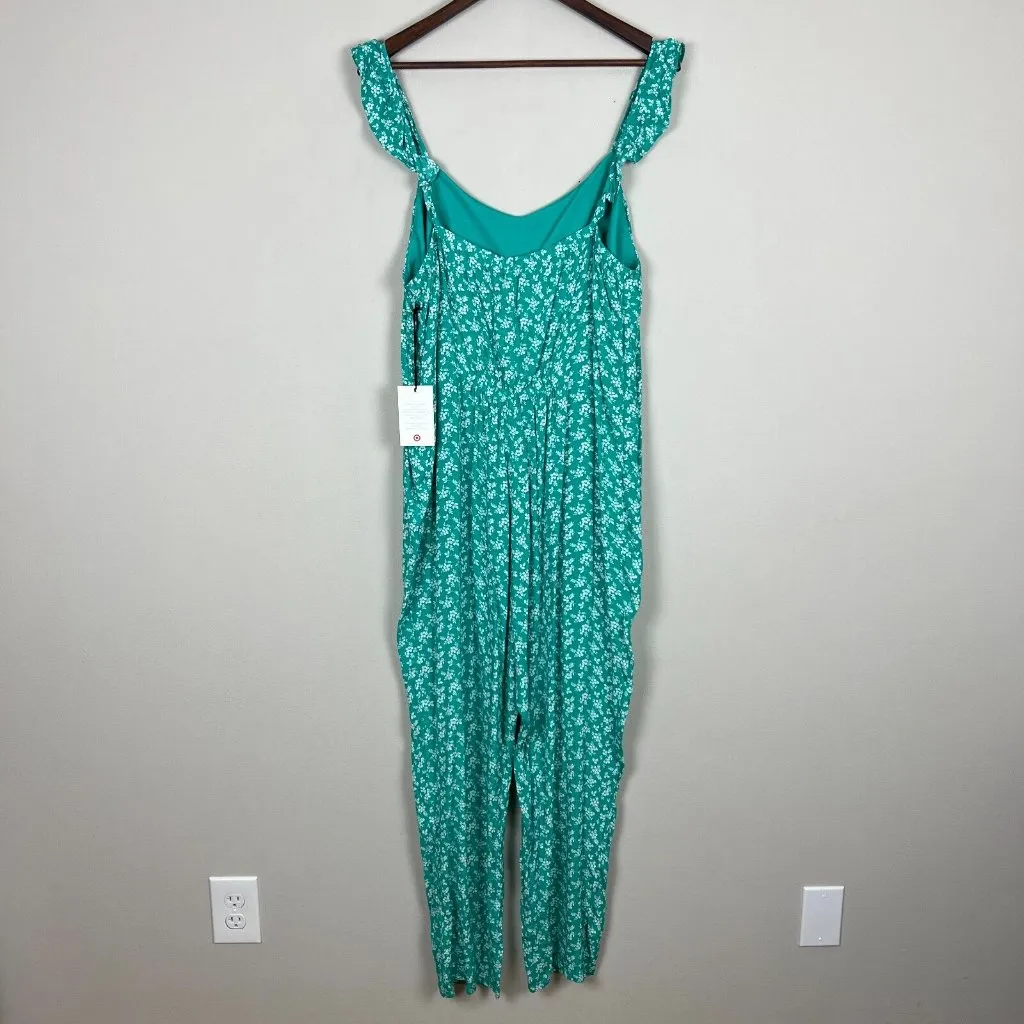 The Nines by HATCH Maternity‎ Jumpsuit XL Green Floral Sleeveless Ruffle New NWT Size undefined - Image 8