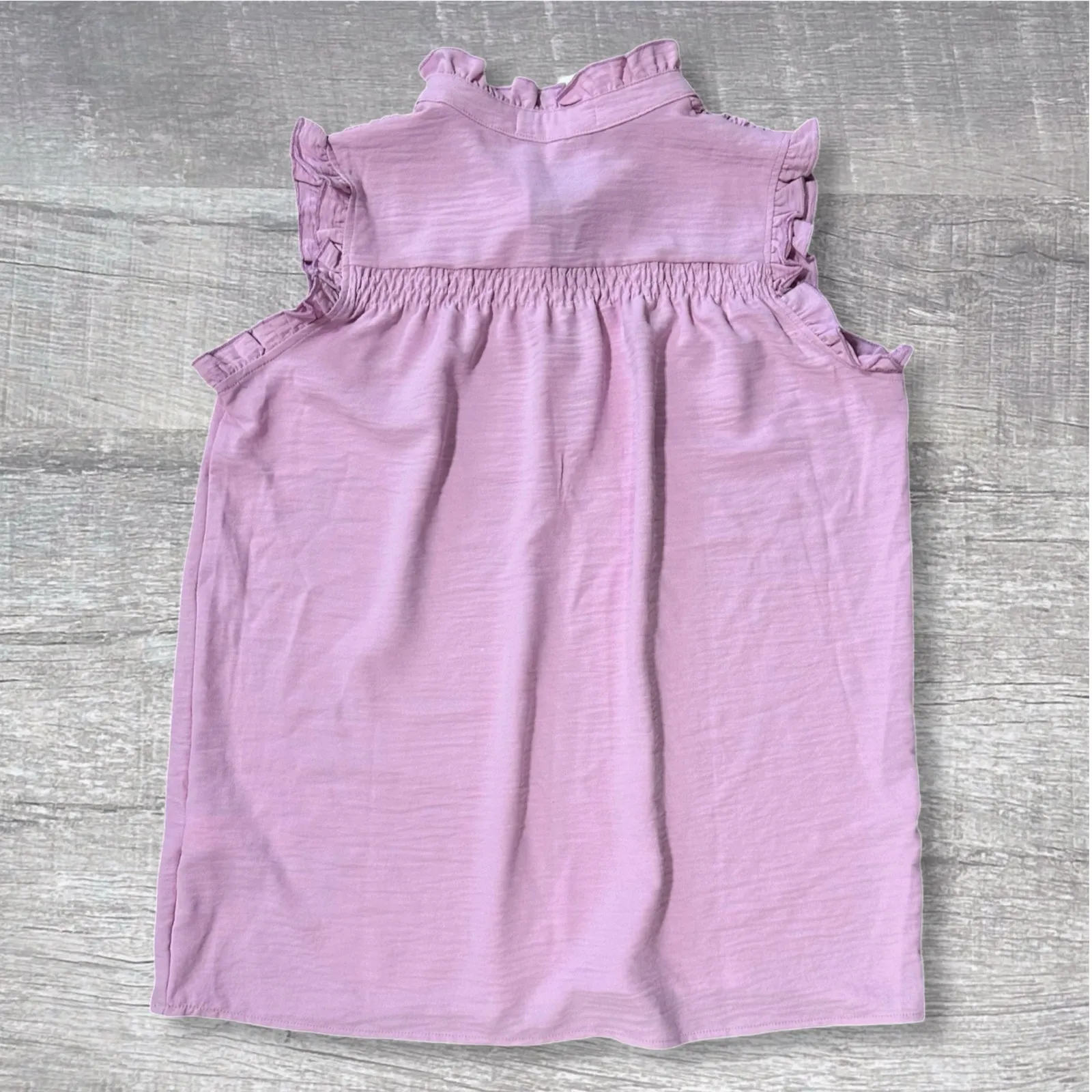 Miss Sparkling Ruffle Sleeveless Top NEW Womens S Smocked Button Yoke Relaxed Pink - Image 2