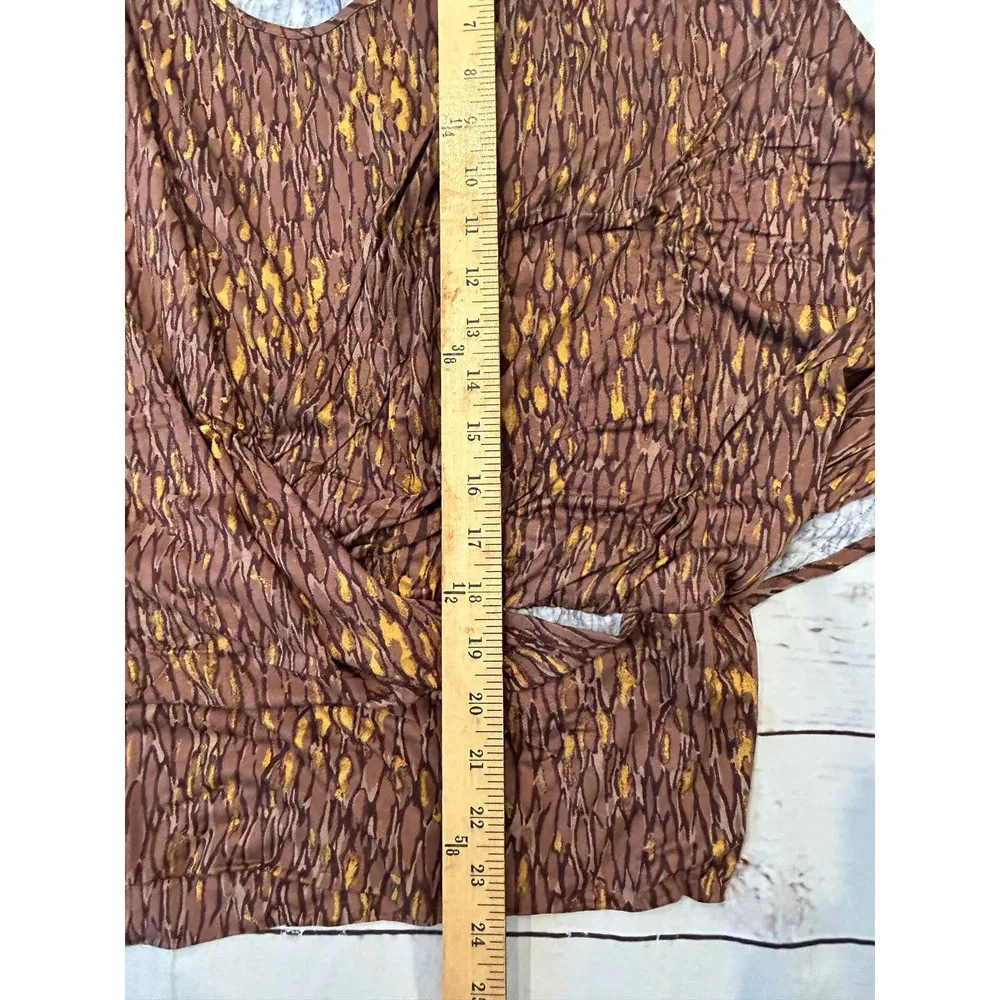 The Muses Lounge Brown Gold Top Women Size Large Faux Wrap - Image 9