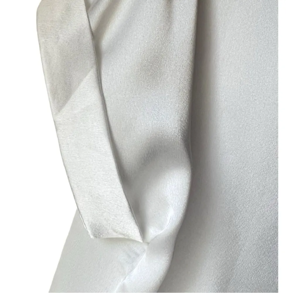 Cottagecore Women’s white shorts sleeve shirt blouse round neck lightweight L - Image 5