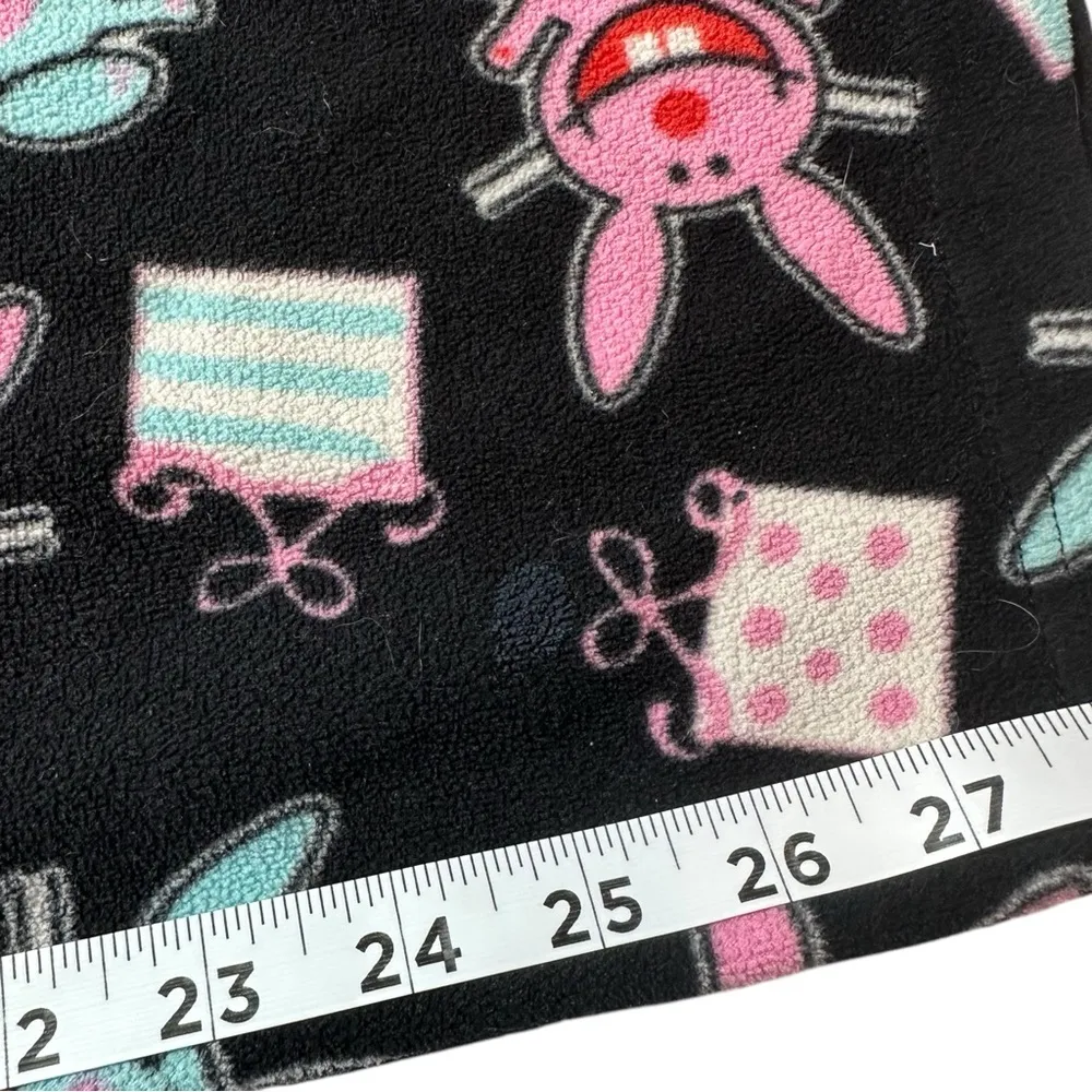Vintage Y2K Happy Bunny Black Fleece Sleep Pajama Pants Medium - Image 10