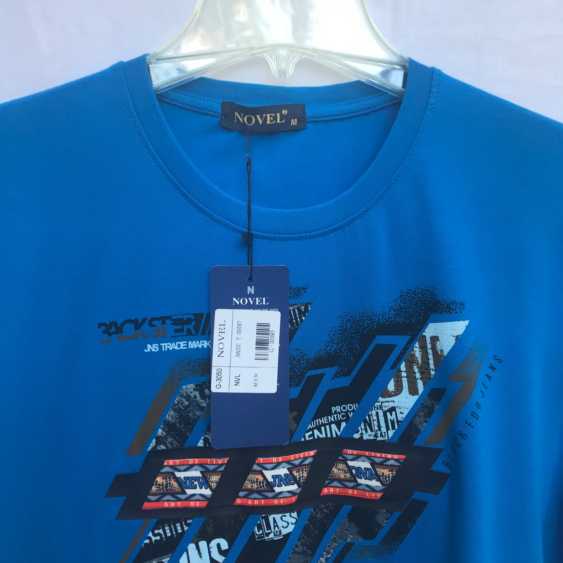 NWT New M Novel Men’s T Shirt Blue Designer Formal Top Short Sleeve Size M - Image 3