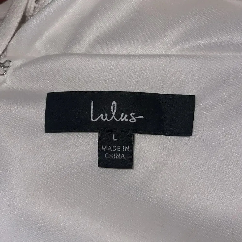 Lulu’s Size Large Mini Dress In the Meadow White Embroidered Backless - Image 4