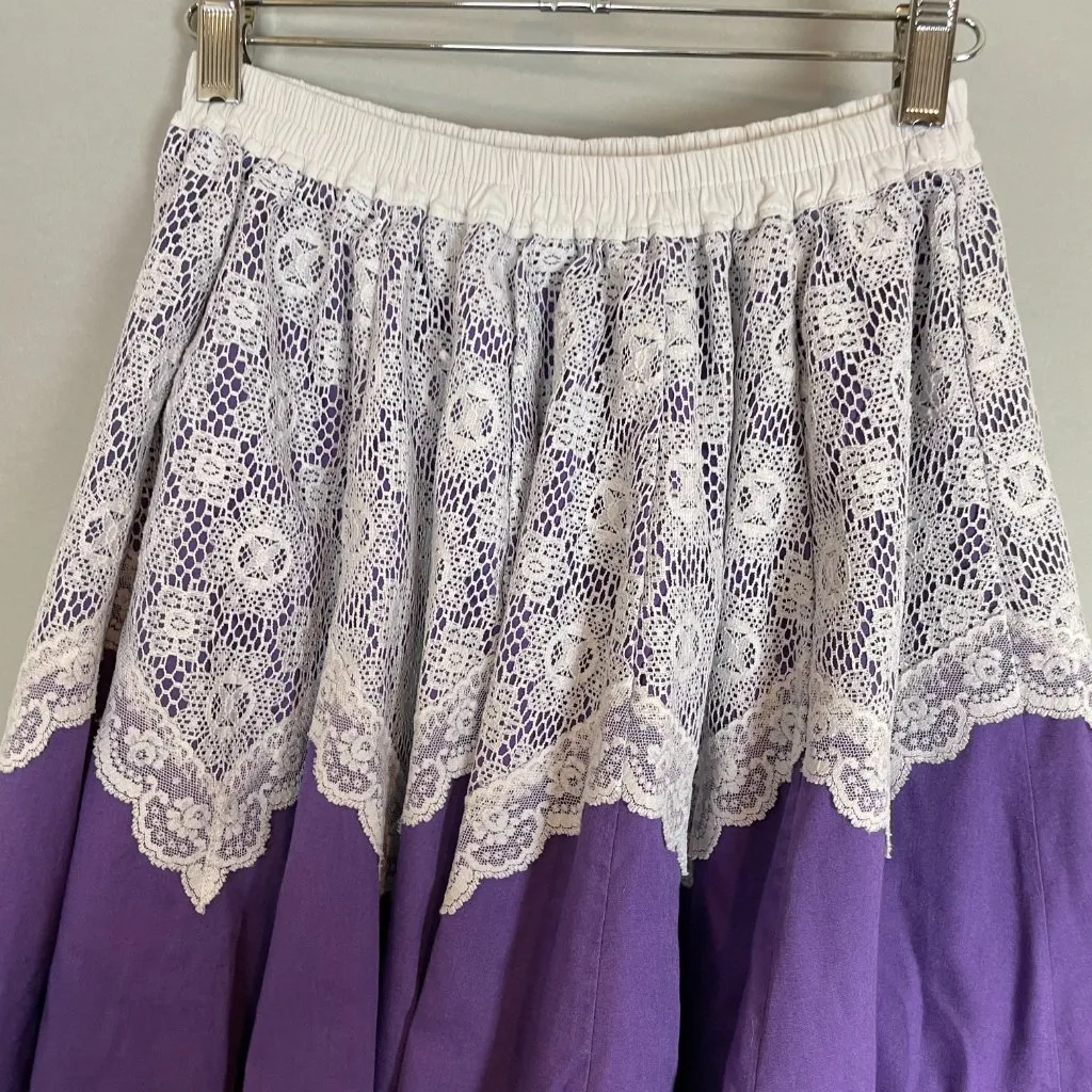 Handmade Skirt Lace Purple‎ White Elastic Waistband Country Line Dance Rodeo - Image 7