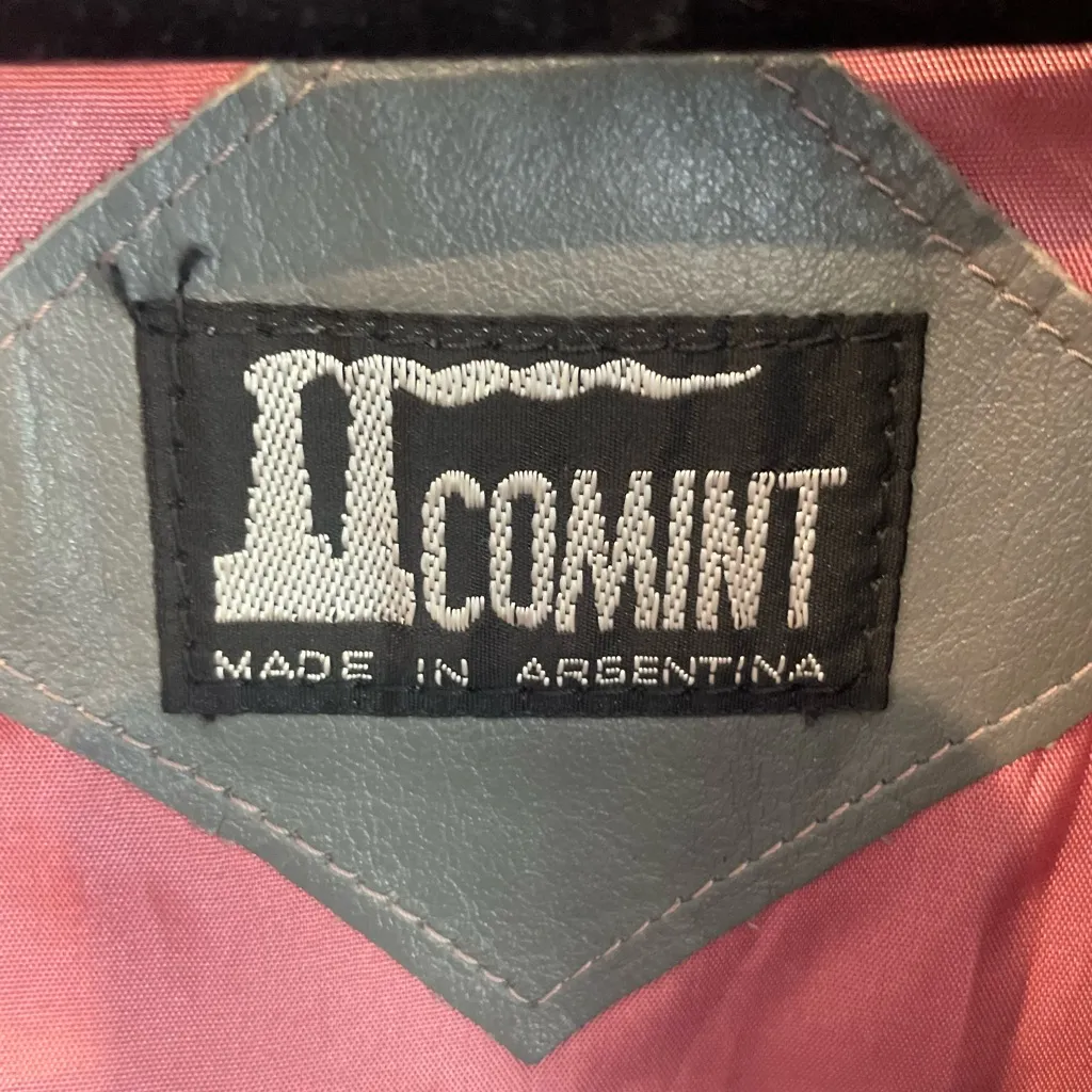 COMINT Genuine Leather Jacket Made in Argentina Size 9/10 Gray Vintage 1980s - Image 7