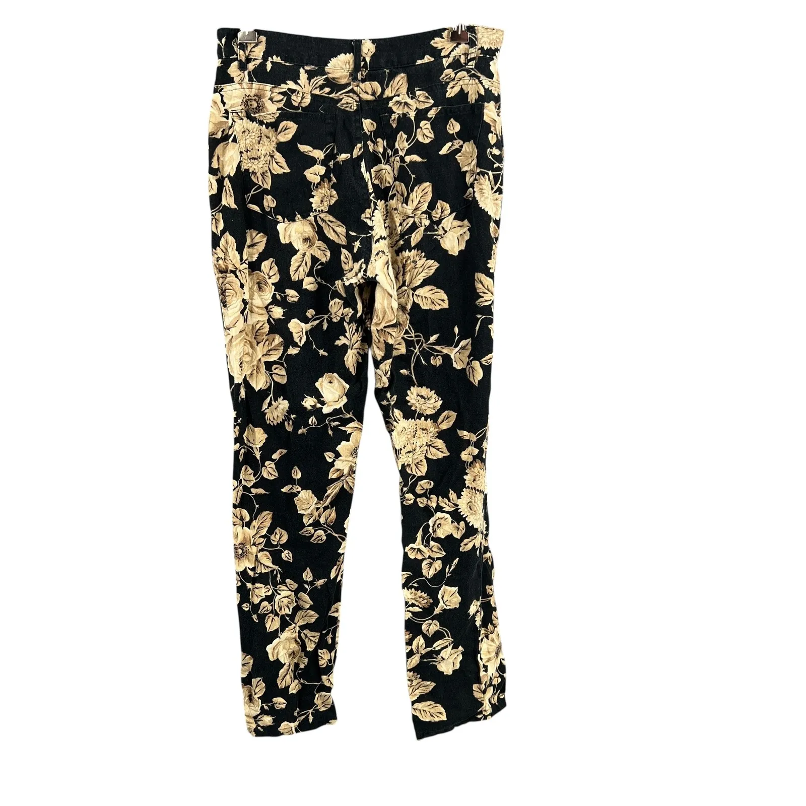 Lauren Ralph Lauren Floral Linen Pants Black Beige Size 4 High Waist - Image 3