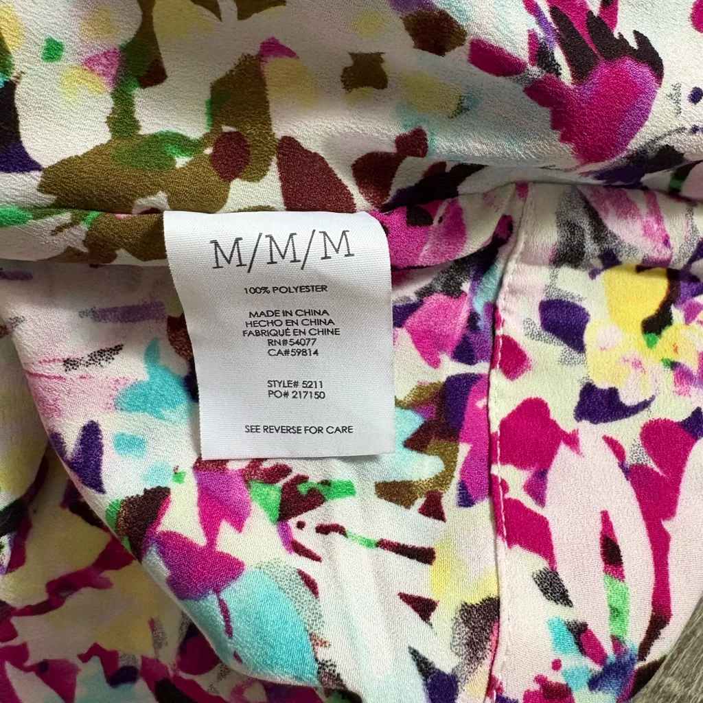 CAbi Size M Eden Floral Multicolor Surplice Faux Wrap Blouse Style 5211 - Image 9