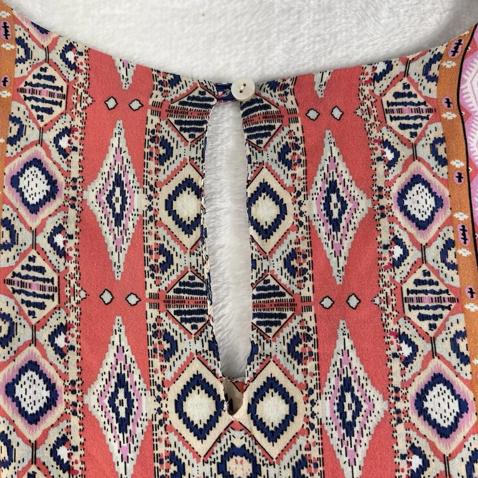 Sundance L Large Avignon Terraza Floral Dress Patchwork Bohemian Keyhole Boho Pink - Image 11