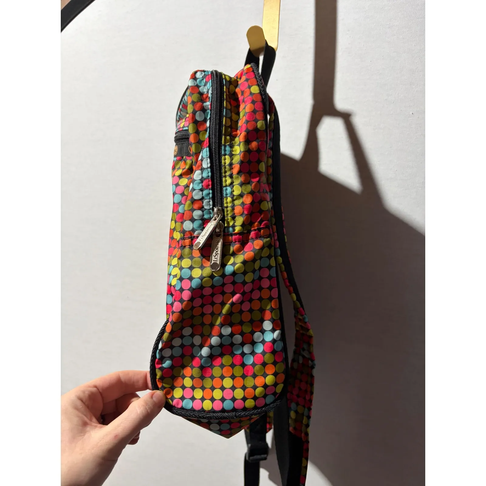 LeSportsac Backpack Colorful Polka Dot Print Nylon Multi - Image 5