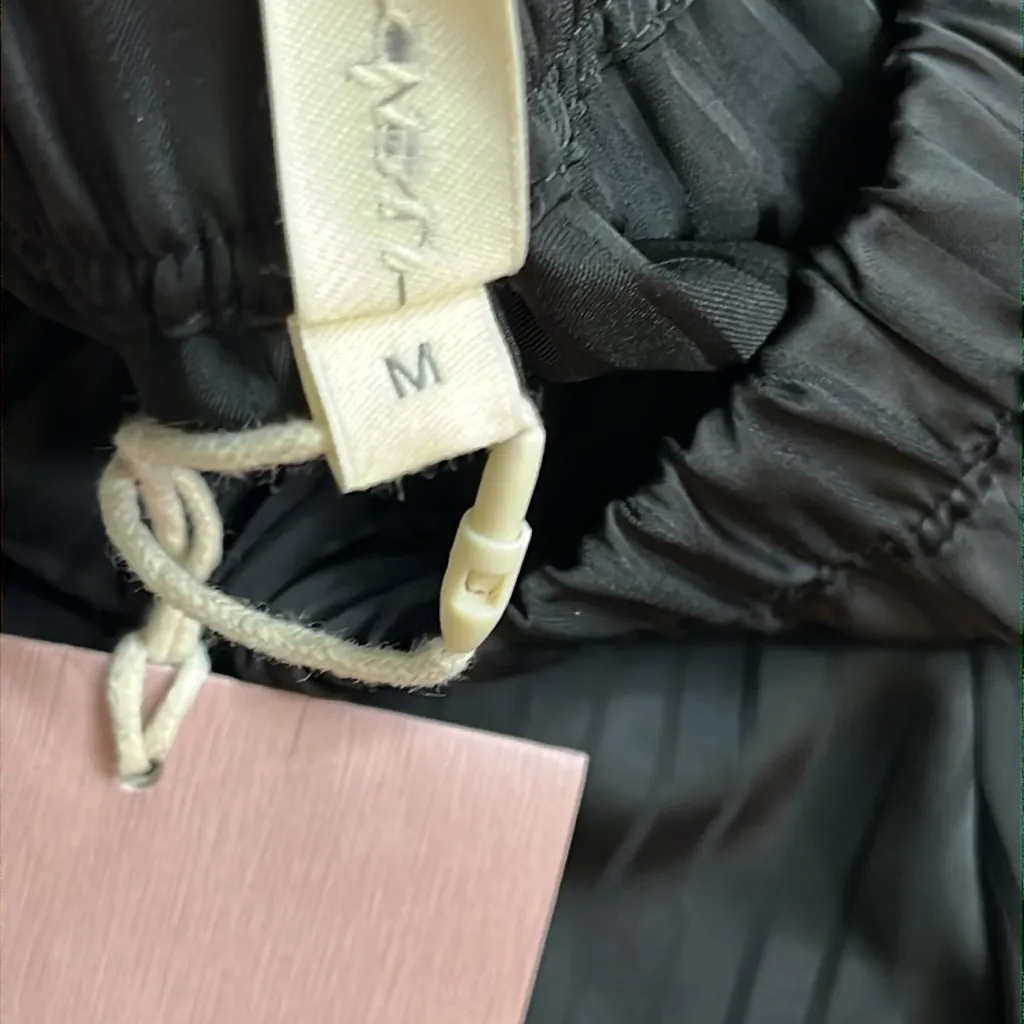 NAP black satin pinstripe wide leg pull on pants, loungewear, size medium - Image 4