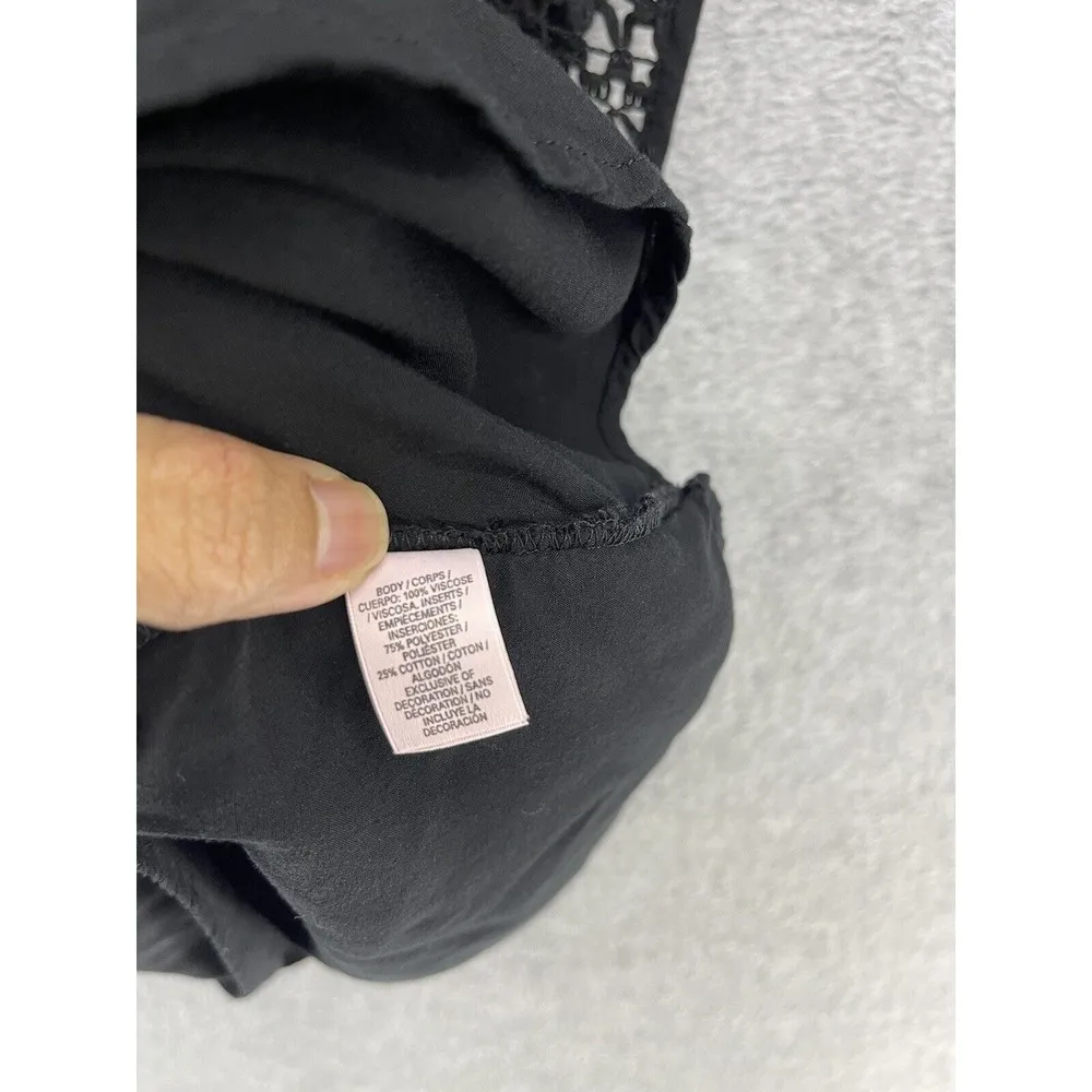 Victoria's Secret Women's Beach Coverup Black Crochet Trim Size Small V Neck - Image 6