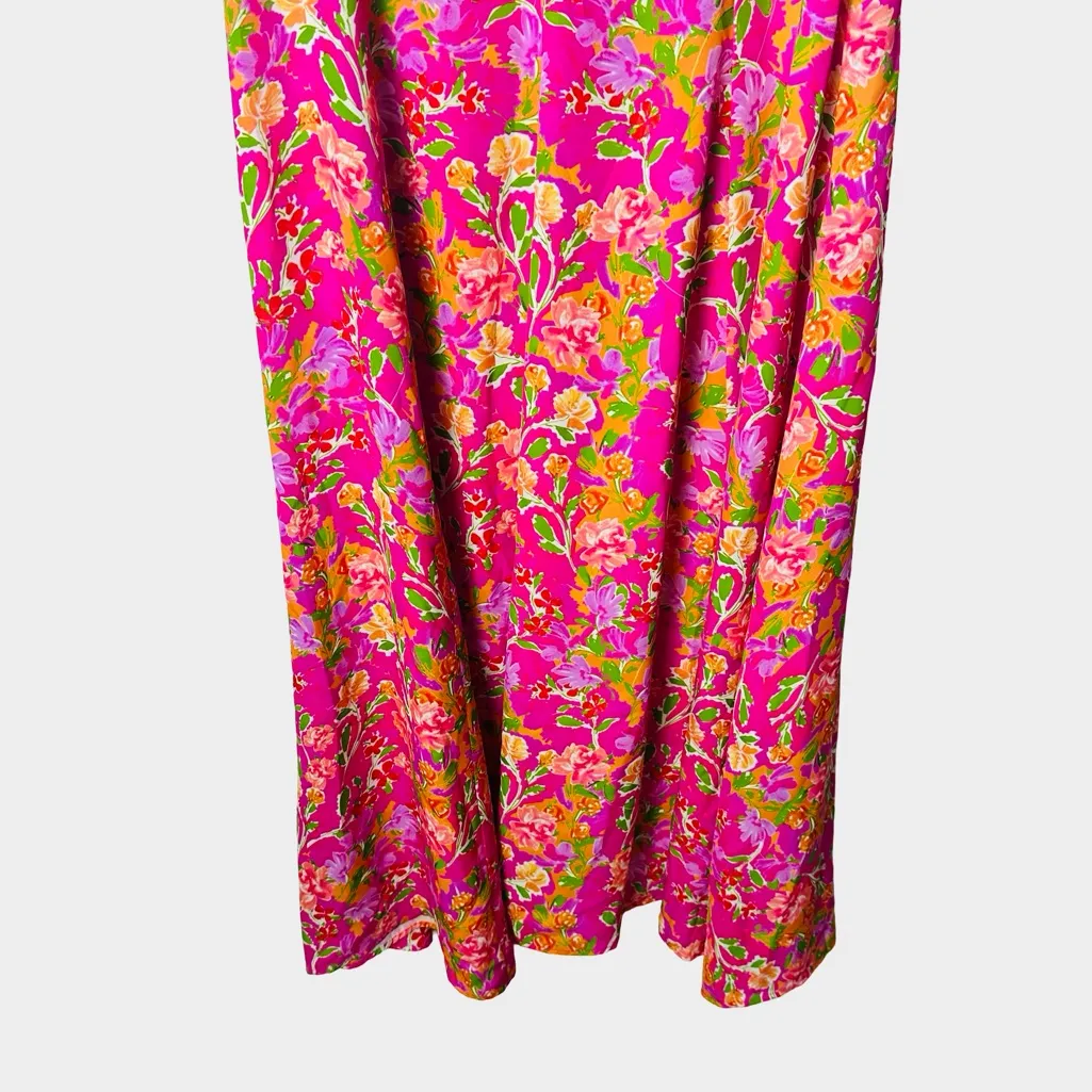 RESA Hannah Floral Midi Slip Dress Small Pink Floral Fiji Print V Neck - Image 4