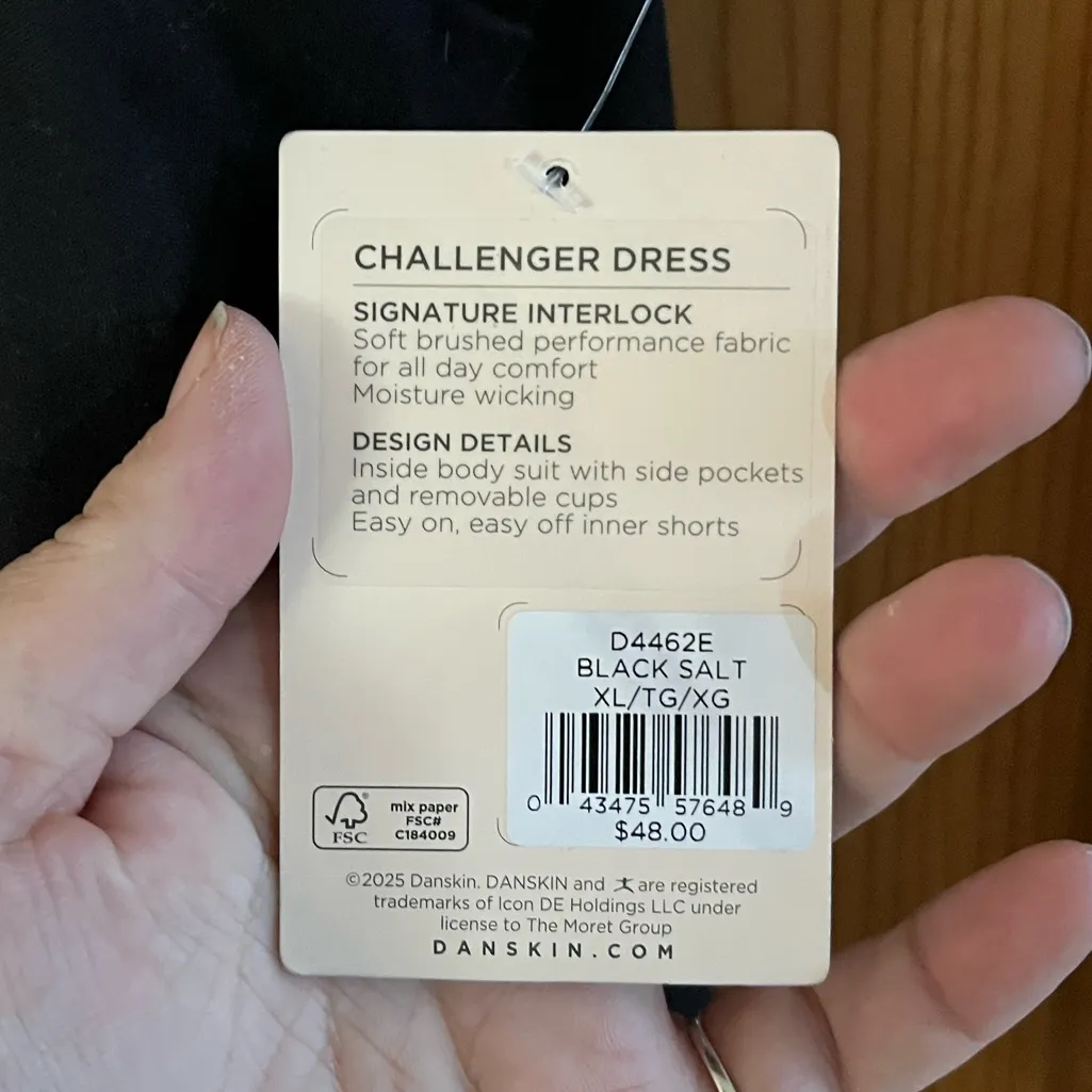 Danskin challenger athletic Dress with bra and shorts in black size XL NWT - Image 3