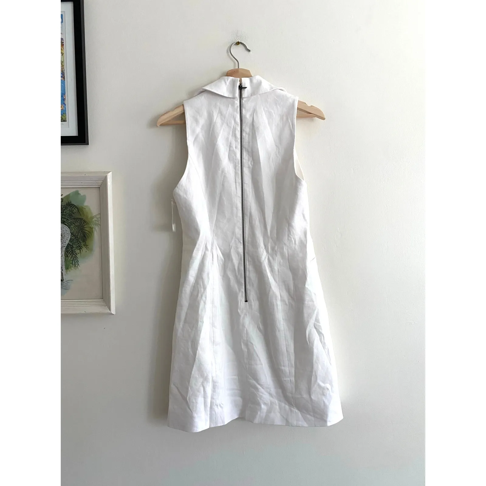 ALICE + OLIVIA Merritt White Linen Tuxedo Mini Dress Size 2 - Image 7