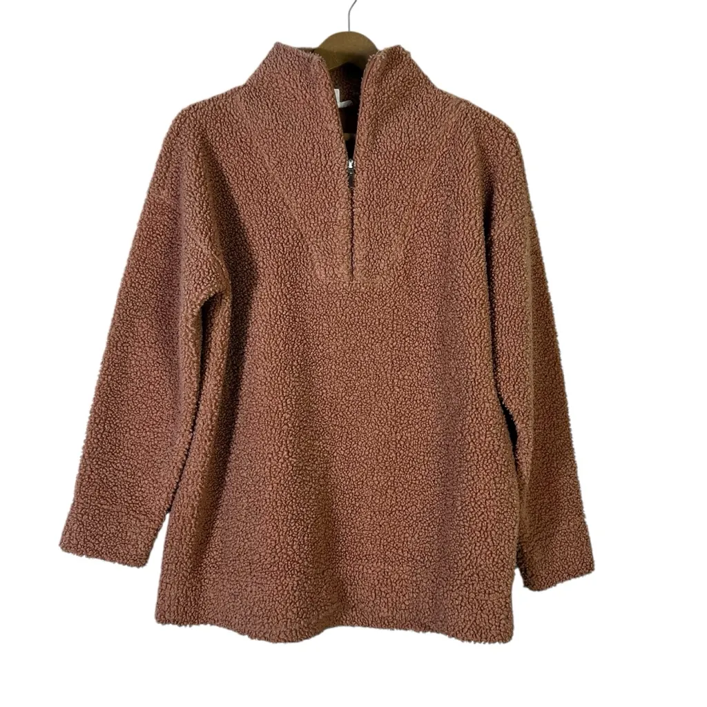 Haven Well Within Sherpa Fleece Quarter Zip Pullover Womens M Brown Cozy Soft Size M - Image 2