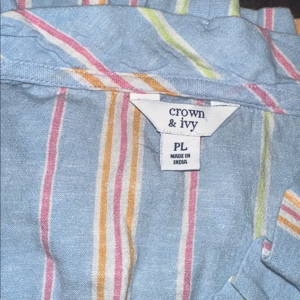 Crown and Ivy blue striped dress with pockets size petite large - Image 2