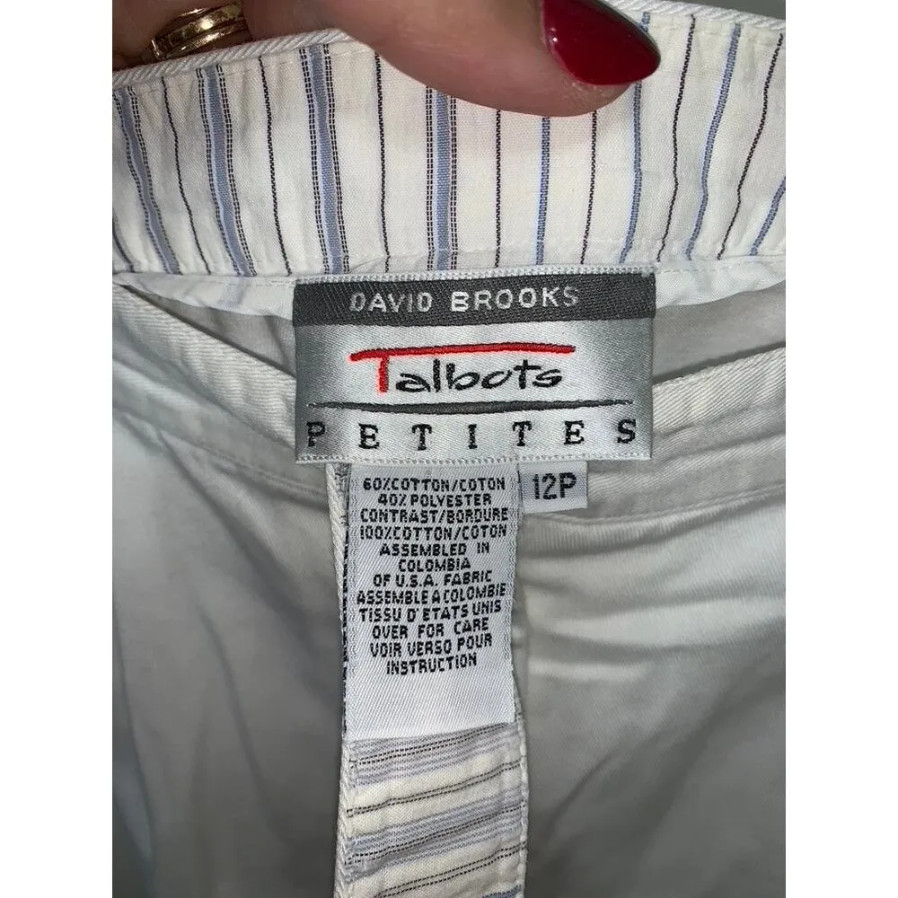 Talbots‎ Petites Women's Size 12 White Straight Leg Cropped Dress Pants - Image 4