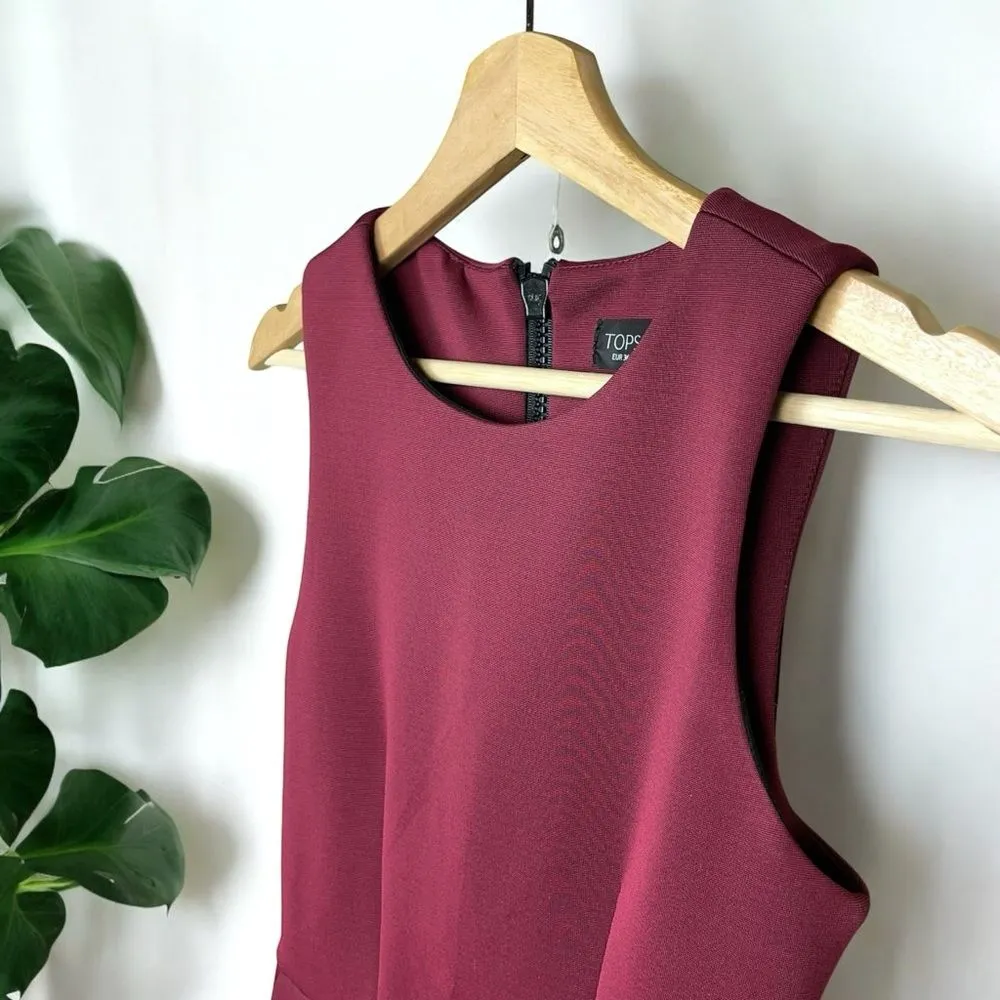 Topshop Burgundy Wine Sleeveless A-Line Scuba Dress - Image 8