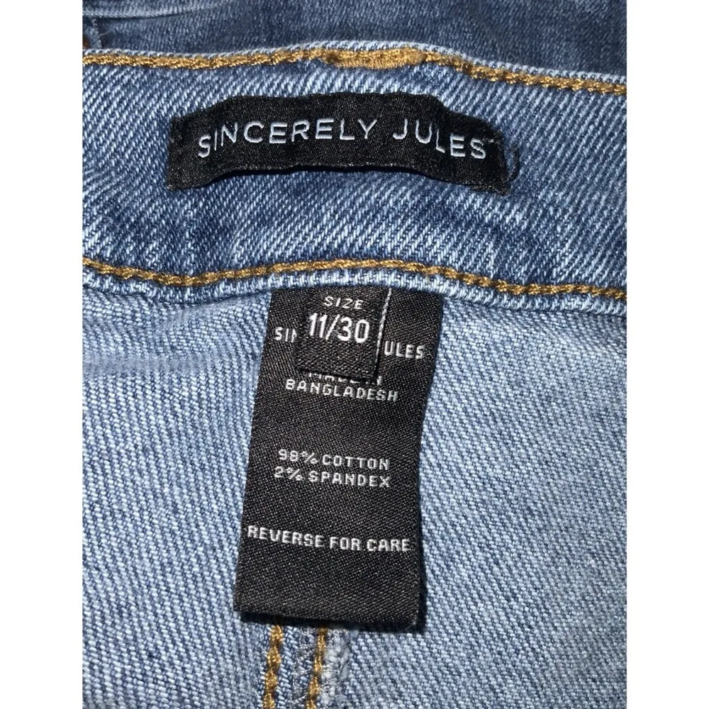 Sincerely Jules Faded Blue Denim Elastic Waist Straight Leg Mom Jeans Size 11 - Image 6