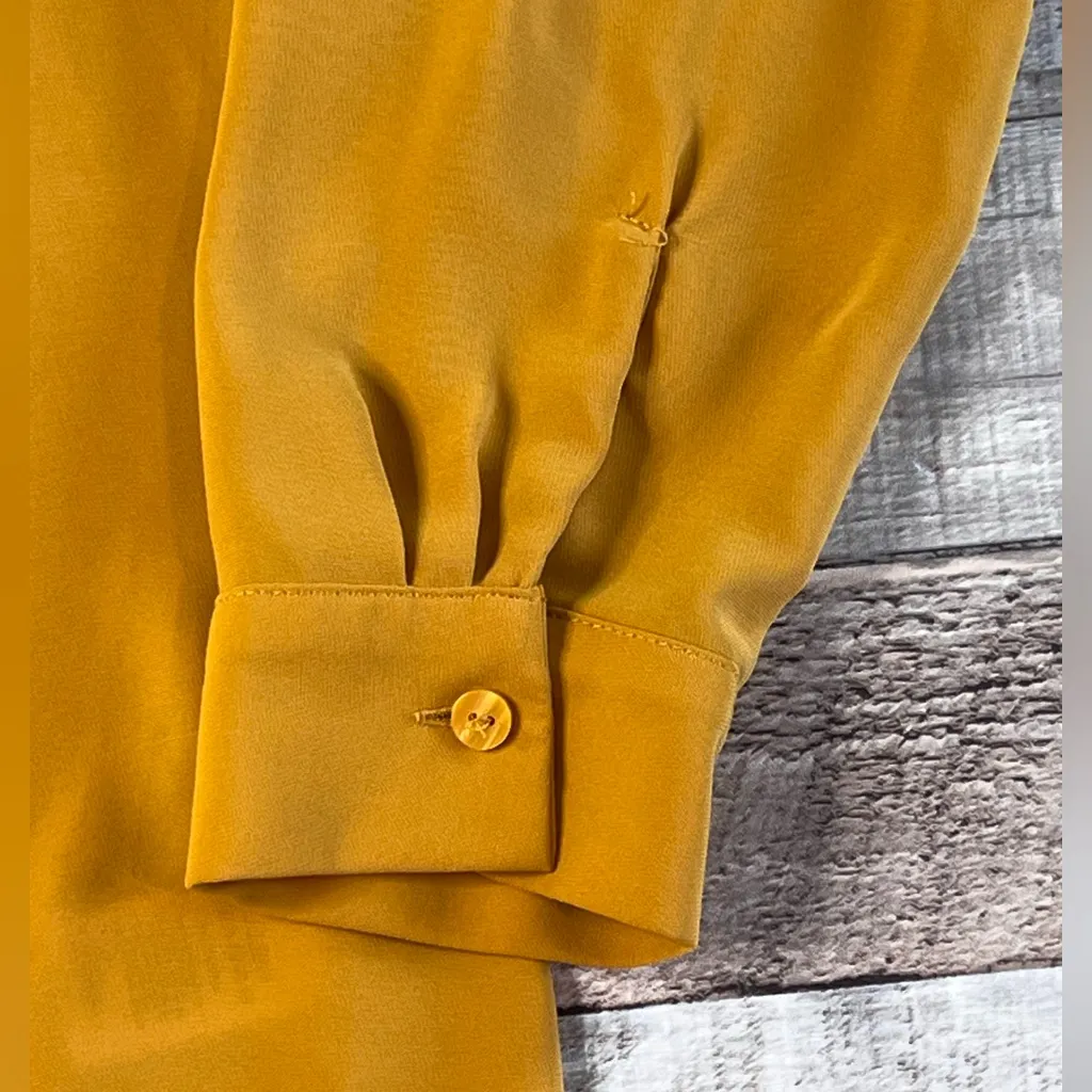 Jones New York Mustard Yellow Crepe Tunic Blouse SMALL Corpcore City Girl Preppy - Image 4