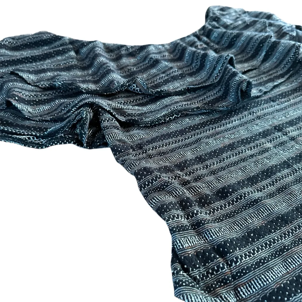 Free People Black Combo Off-Shoulder Ruffle Smocked Top | Size Large - Image 16