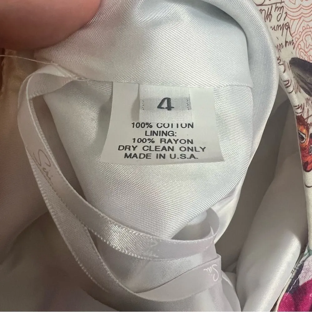 NWT Siri San Francisco postcard bird floral print dress Sz 4 bea - Image 4