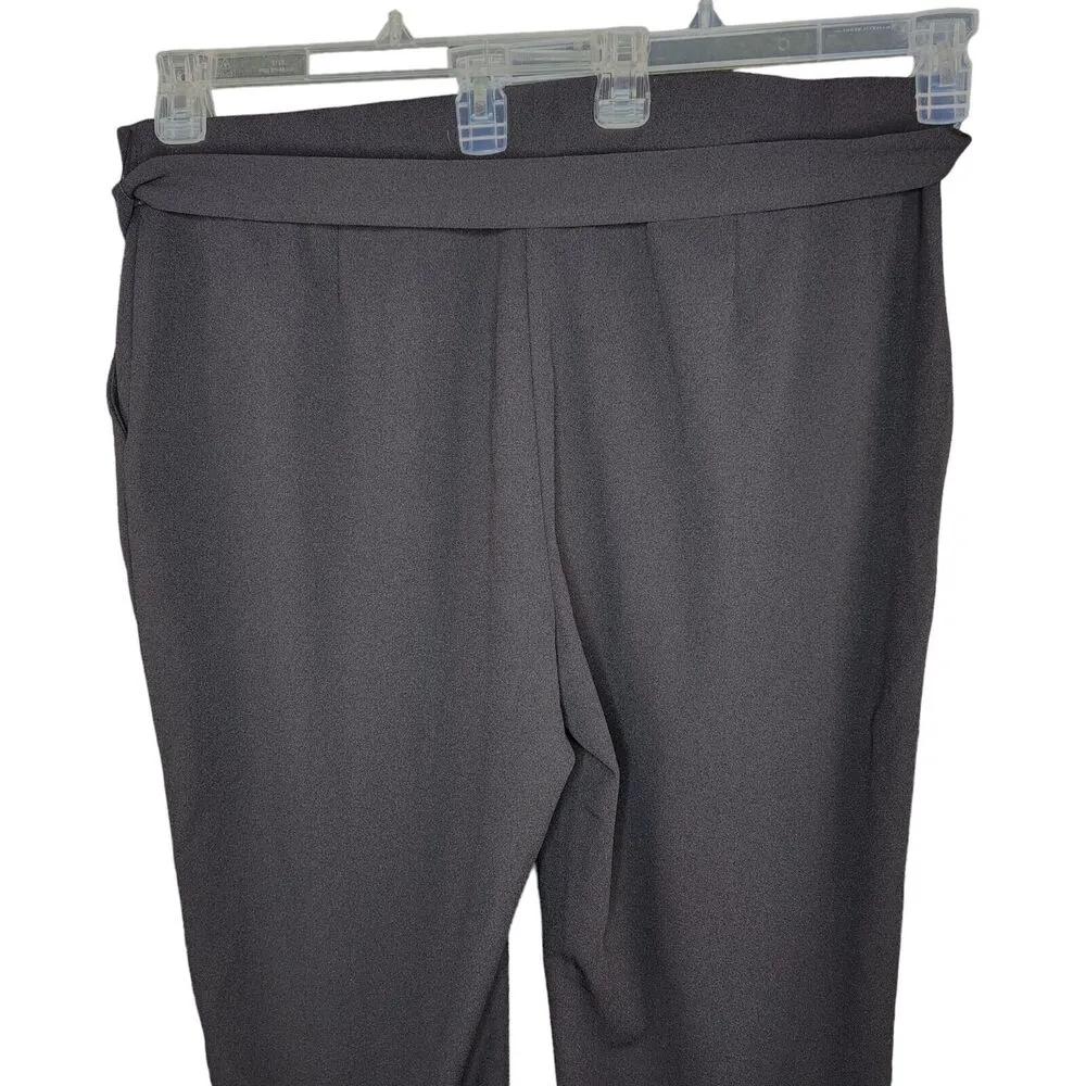 Dennis Basso Luxe Crepe Straight Leg Pants With Belt Black X-Large NWOT Stretch - Image 10