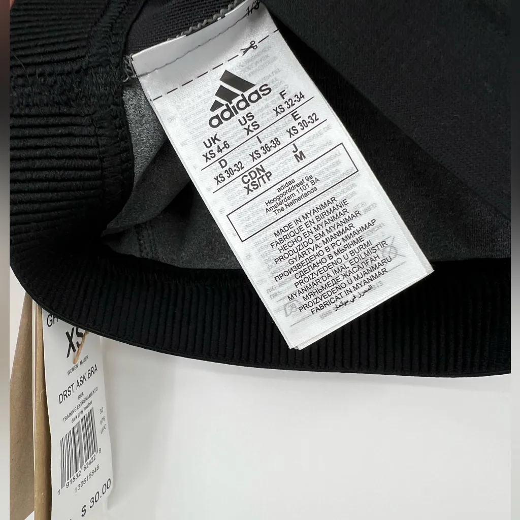 🆕 NWT Adidas Don’t Rest Sports Bra Racerback Mesh Sheer Stretch Grey Black XS - Image 13