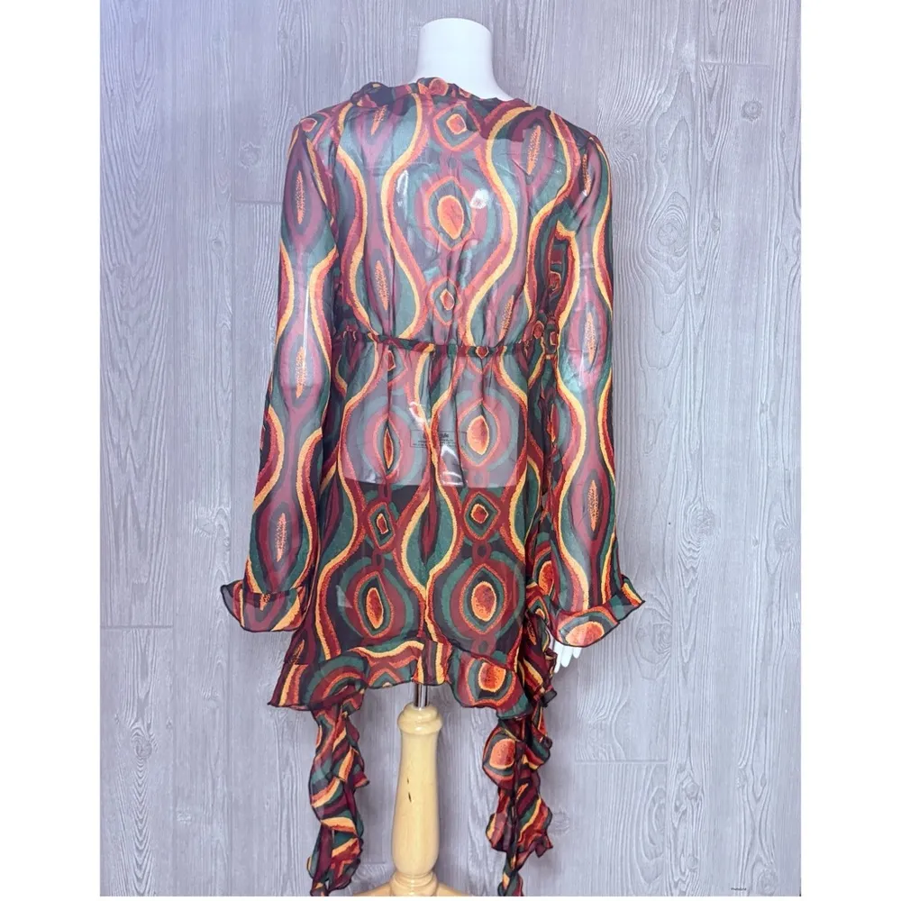 Truth nyc tie dye 70s inspiredd swirl long sleeve short blouse ruffle detail sm - Image 6