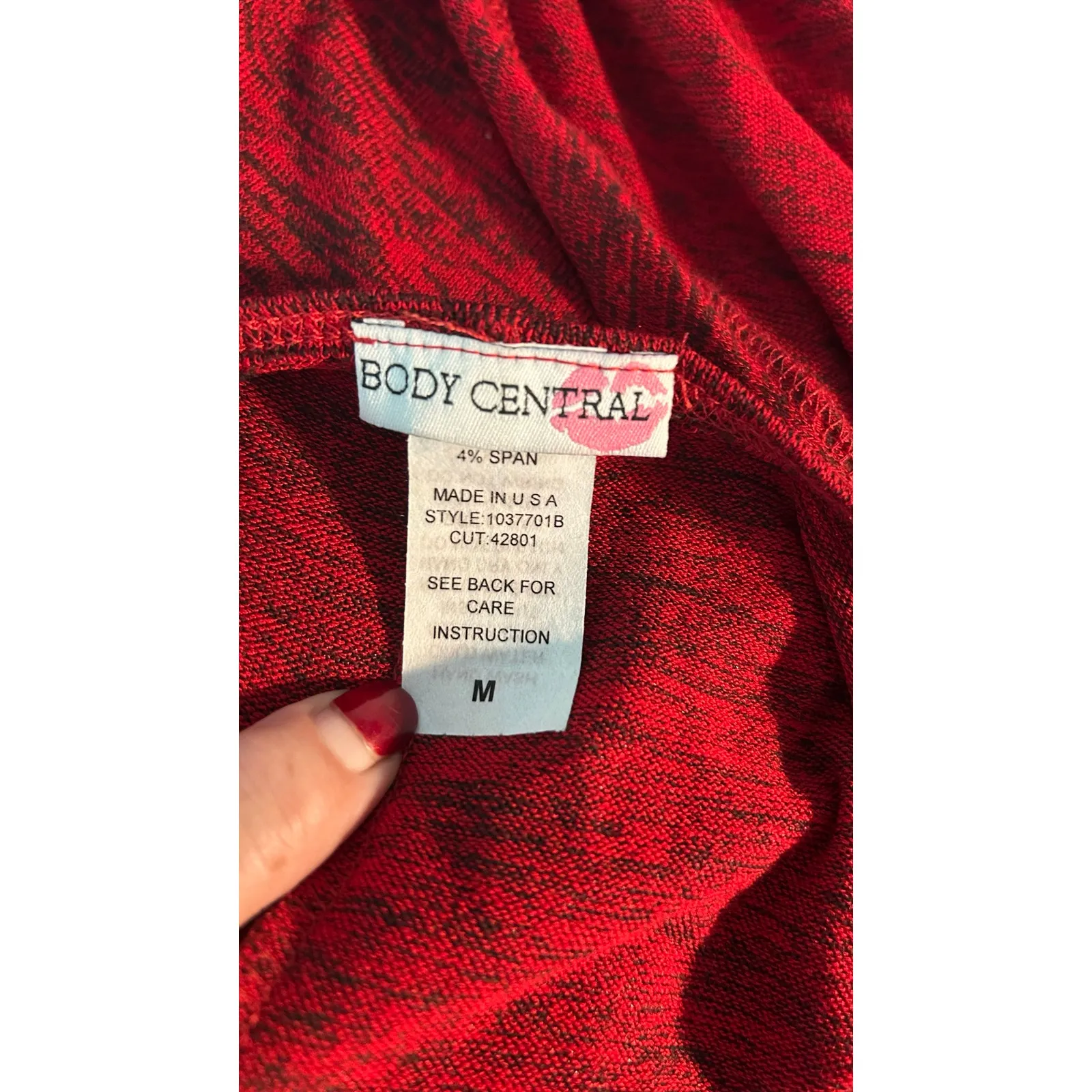 Body Central Dress Red/Black Sz M Vtg Belt w/ Chains Emo Goth Glam Bodycon Punk - Image 8