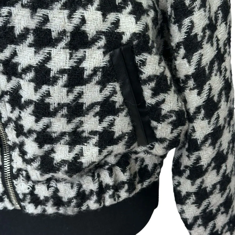 BLANKNYC BOMBER JACKET‎ SMALL HOUNDSTOOTH BLACK AND WHITE 90's RETRO - Image 2