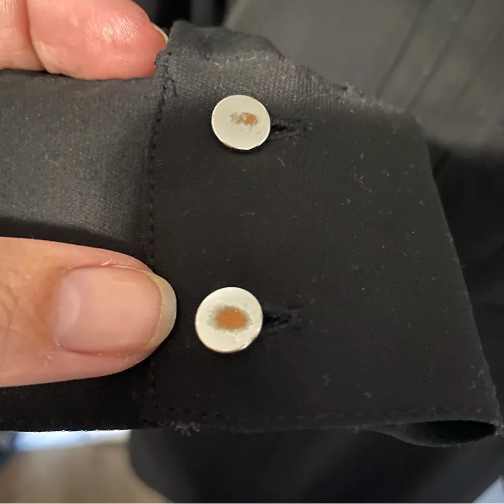 White House Black Market drop waist pleated tuxedo shirt dress black long sleeve - Image 5