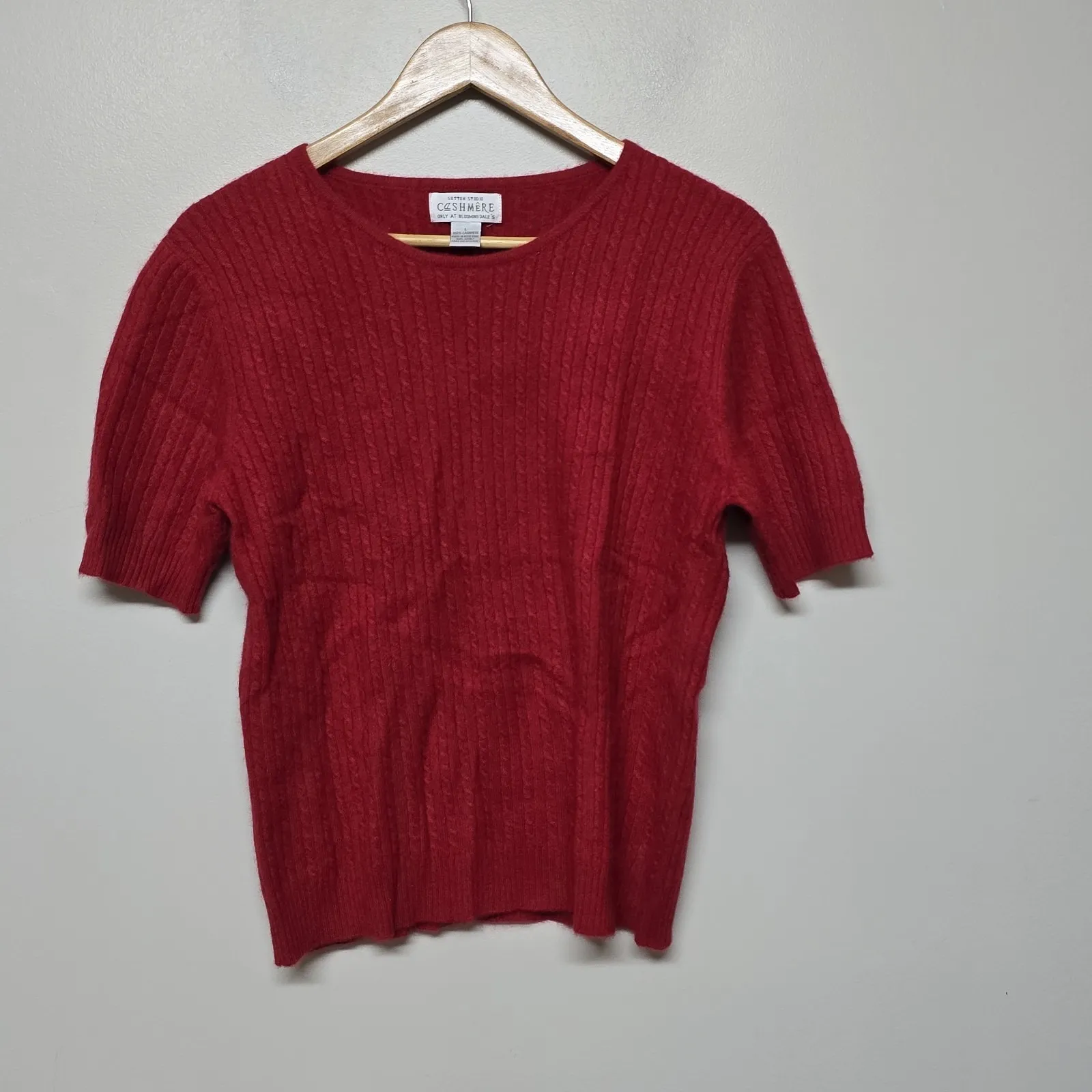 Sutton Studio Cashmere Twinset Sweater Set Red Ribbed Cardigan Shell Sz L Soft Size L - Image 4