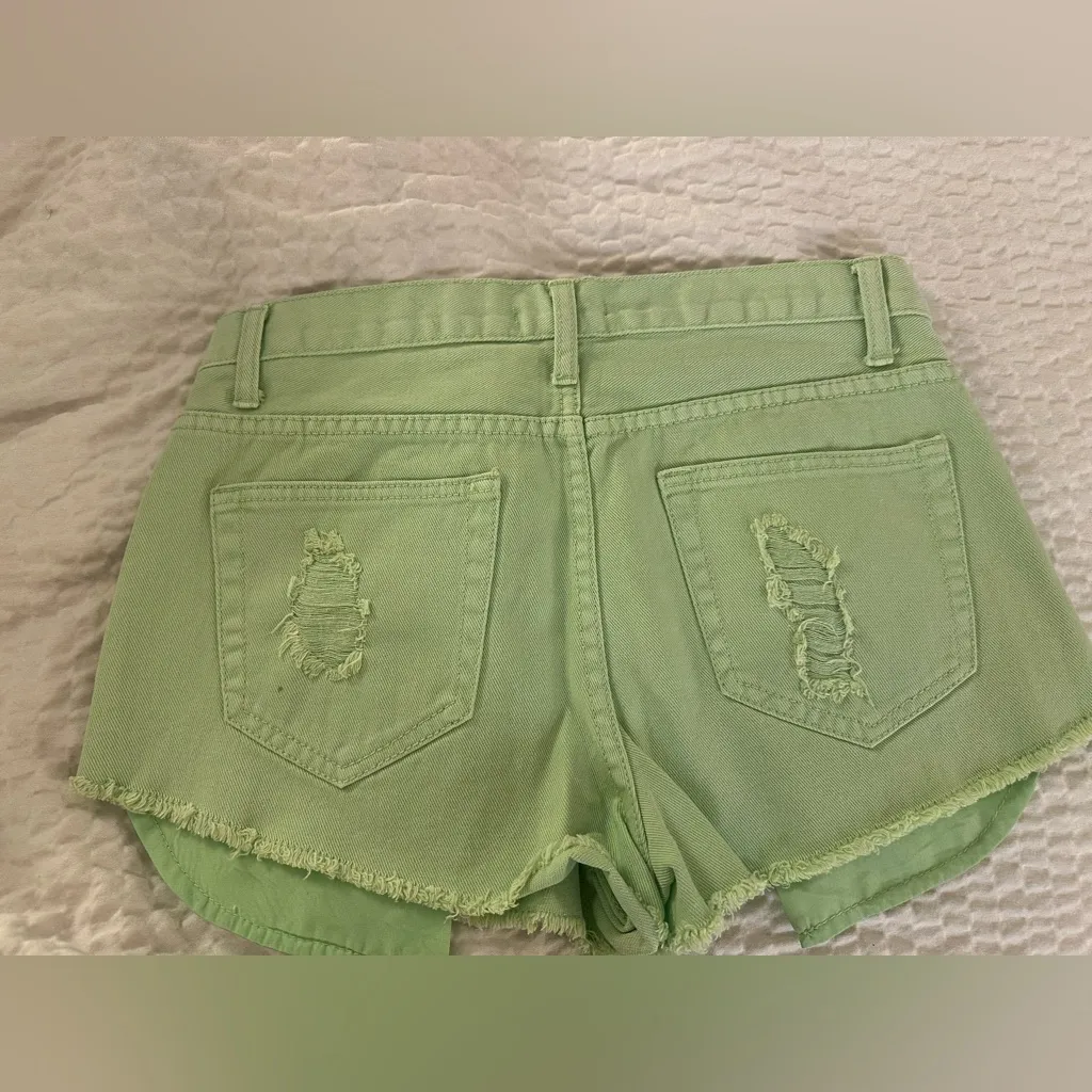 Forever 21 Green Distressed Jean Shorts - Image 7